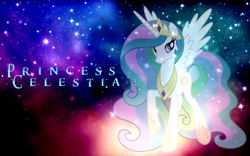 Size: 900x563 | Tagged: safe, artist:dovahbruh, princess celestia, alicorn, pony, female, mare, small resolution, solo, space, vector, wallpaper