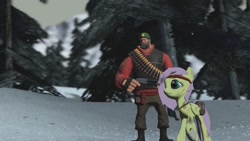 Size: 1366x768 | Tagged: safe, artist:fezwearingdoctor, fluttershy, pegasus, pony, 3d, gmod, heavy, injured, survivor shy, team fortress 2