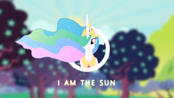 Size: 1920x1080 | Tagged: safe, artist:bluedragonhans, artist:fillynix-artz, edit, princess celestia, alicorn, pony, blurry, eye cover, female, mare, solo, sun, vector, wallpaper, wallpaper edit, zap apple