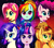 Size: 1024x891 | Tagged: safe, artist:jacky-bunny, derpibooru import, applejack, fluttershy, pinkie pie, rainbow dash, rarity, twilight sparkle, earth pony, pegasus, pony, unicorn, friendship through the ages, alternate hairstyle, country applejack, folk fluttershy, mane six, rainbow punk