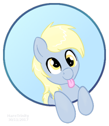 Size: 389x448 | Tagged: safe, artist:haretrinity, derpy hooves, pegasus, pony, cute, derpabetes, female, mare, smiling, tongue out, weapons-grade cute