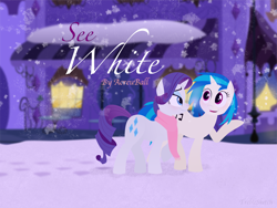 Size: 3264x2448 | Tagged: safe, artist:treblesketchofficial, dj pon-3, rarity, vinyl scratch, pony, unicorn, female, lesbian, rariscratch, shipping, snow, snowfall