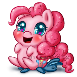 Size: 300x300 | Tagged: safe, artist:sarilain, pinkie pie, earth pony, pony, blushing, cute, diapinkes, plushie, solo