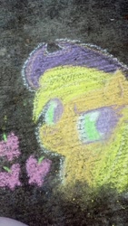 Size: 722x1280 | Tagged: safe, artist:satohai, applejack, earth pony, pony, chalk, chalk drawing, solo