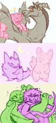 Size: 738x1602 | Tagged: safe, artist:skelefrog, discord, pinkie pie, earth pony, pony, clefairy, crossover, discopie, doodles, female, gengar, male, pokémon, shipping, straight