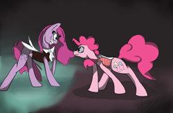 Size: 1024x671 | Tagged: safe, artist:skydusk45, pinkie pie, earth pony, pony, dr jekyll and mr hyde, female, mare, pink coat, pink mane, pinkamena diane pie