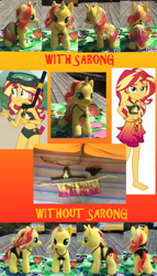 Size: 3333x5827 | Tagged: safe, artist:ejlightning007arts, screencap, sunset shimmer, unicorn, better together, equestria girls, forgotten friendship, unsolved selfie mysteries, beach towel, bikini, build-a-bear, clothes, costume, custom, female, handmade, irl, mare, photo, plushie, sarong, solo, summer sunset, swimsuit, toy