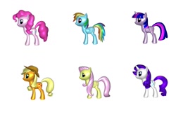 Size: 1089x816 | Tagged: safe, derpibooru import, applejack, fluttershy, pinkie pie, rainbow dash, rarity, twilight sparkle, twilight sparkle (alicorn), alicorn, earth pony, pegasus, pony, unicorn, 3d, female, mane six, mare