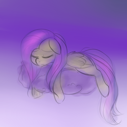 Size: 1000x1000 | Tagged: safe, artist:pegacornss, fluttershy, pegasus, pony, cloud, sad, solo