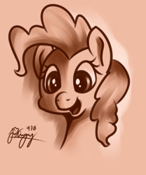 Size: 1500x1800 | Tagged: safe, artist:php7, pinkie pie, earth pony, pony, female, mare, monochrome, simple background, solo, white background