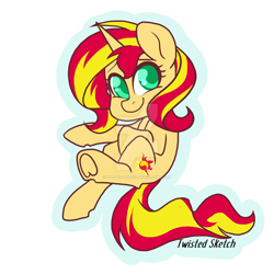 Size: 1024x1024 | Tagged: safe, artist:twisted-sketch, sunset shimmer, unicorn, deviantart watermark, female, mare, solo, watermark
