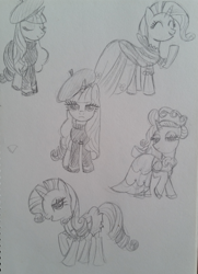 Size: 413x572 | Tagged: safe, artist:jklrxdk, rarity, pony, unicorn, beatnik rarity, beret, clothes, dress, hat, monochrome, sketch dump, traditional art