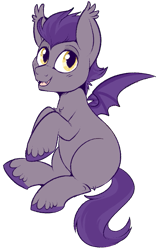 Size: 575x902 | Tagged: safe, artist:lulubell, derpibooru import, oc, oc only, oc:pterus, bat pony, pony, adopted offspring, bat pony oc, blank flank, colt, male, parent:princess luna, parent:twilight sparkle, parents:twiluna, simple background, solo, transparent background, unshorn fetlocks