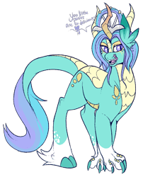 Size: 700x865 | Tagged: safe, artist:lulubell, derpibooru import, oc, oc only, oc:magnolia, kirin, drool, implied vore, licking, licking lips, simple background, solo, tongue out, transparent background