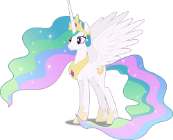 Size: 3689x3000 | Tagged: safe, artist:dashiesparkle, princess celestia, alicorn, pony, princess twilight sparkle (episode), cute, cutelestia, female, mare, simple background, smiling, solo, spread wings, transparent background, vector