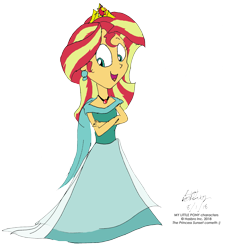 Size: 1701x1869 | Tagged: safe, artist:newportmuse, sunset shimmer, better together, equestria girls, forgotten friendship, clothes, dress, female, looking down, signature, simple background, solo, transparent background