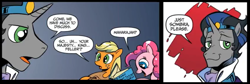 Size: 859x288 | Tagged: safe, idw, applejack, king sombra, pinkie pie, earth pony, pony, unicorn, spoiler:comic, spoiler:comic18, dictionary, good king sombra, stupid sexy good king sombra, stupid sexy sombra