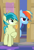 Size: 429x630 | Tagged: safe, derpibooru import, screencap, rainbow dash, sandbar, pegasus, pony, the hearth's warming club, cropped, cutie mark, female, male, mare, shocked, teenager