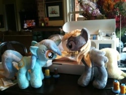 Size: 320x240 | Tagged: safe, artist:sweetwaterpony, derpy hooves, lyra heartstrings, irl, photo, plushie