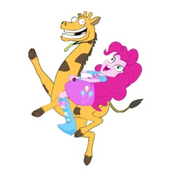 Size: 480x480 | Tagged: safe, edit, pinkie pie, giraffe, a case for the bass, equestria girls, rainbow rocks, balloon, boots, bracelet, bucking bronco, clothes, faic, family guy, high heel boots, human horse waifu band battle, skirt