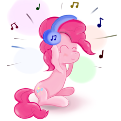 Size: 1212x1212 | Tagged: safe, artist:milanoss, pinkie pie, earth pony, pony, female, headphones, mare, pink coat, pink mane, solo