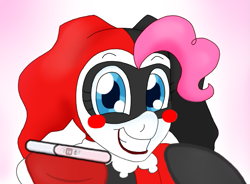 Size: 927x681 | Tagged: safe, artist:blackbewhite2k7, edit, pinkie pie, earth pony, pony, arkham city, batman, exploitable, harley quinn, pregnancy test, pregnancy test meme