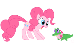 Size: 1400x800 | Tagged: safe, artist:stabicon, gummy, pinkie pie, earth pony, pony, female, mare, pink coat, solo