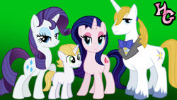 Size: 1920x1080 | Tagged: safe, artist:hellgirl66618, prince blueblood, rarity, oc, oc:morganite, oc:silver diamond, pony, unicorn, family, female, male, offspring, parent:prince blueblood, parent:rarity, parents:rariblood, rariblood, shipping, straight