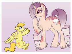 Size: 913x692 | Tagged: safe, artist:lulubell, derpibooru import, oc, oc only, oc:gilded royal, oc:sumac spirit, pegasus, pony, unicorn, upsies