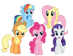 Size: 11514x8797 | Tagged: safe, artist:mrkat7214, derpibooru import, applejack, fluttershy, pinkie pie, rainbow dash, rarity, earth pony, pegasus, pony, unicorn, friendship is magic, absurd resolution, looking at you, simple background, transparent background, varying degrees of want, vector