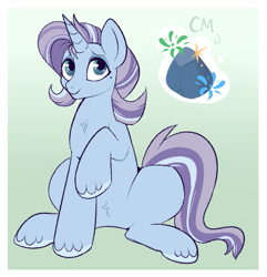 Size: 697x723 | Tagged: safe, artist:lulubell, derpibooru import, oc, oc only, oc:pop rocks, pony, unicorn, green background, magical lesbian spawn, male, offspring, parent:maud pie, parent:trixie, parents:mauxie, simple background, solo, stallion, unshorn fetlocks