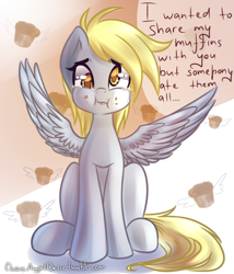 Size: 1500x1750 | Tagged: safe, artist:chaosangeldesu, derpy hooves, ghost, pegasus, pony, :i, angelic wings, but i eated it, crying, cute, derpabetes, female, looking at you, mare, sad, solo, speech, wings