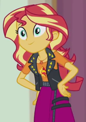 Size: 323x459 | Tagged: safe, screencap, sunset shimmer, better together, constructive criticism, equestria girls, cropped, geode of empathy, solo