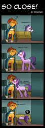 Size: 1000x2800 | Tagged: safe, artist:zouyugi, starlight glimmer, sunburst, pony, unicorn, big grin, blushing, book, censored vulgarity, clenched teeth, comic, dialogue, female, grawlixes, grin, kiss denied, lying down, male, manic grin, mare, motion lines, on side, one sided shipping, pictogram, puckered lips, shipping, shivering, sitting, sleeping, smiling, sofa, speech bubble, stallion, starburst, straight, sweat, sweatdrop