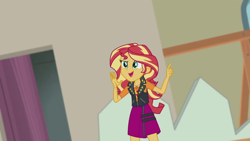 Size: 1280x720 | Tagged: safe, screencap, sunset shimmer, better together, constructive criticism, equestria girls, female, geode of empathy, solo