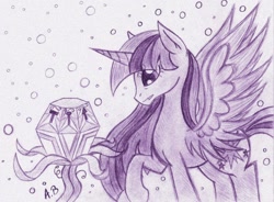 Size: 1024x754 | Tagged: safe, artist:rossmaniteanzu, derpibooru import, twilight sparkle, twilight sparkle (alicorn), alicorn, pony, princess twilight sparkle (episode), season 4, female, mare, mystery box of plot importance, traditional art