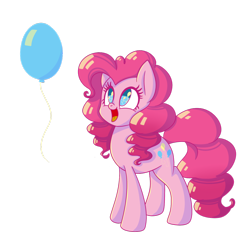 Size: 1024x1024 | Tagged: safe, artist:pumpkinkikile, pinkie pie, earth pony, pony, balloon, cute, cutie mark eyes, diapinkes, female, mare, open mouth, simple background, solo, transparent background, wingding eyes