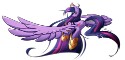 Size: 1409x682 | Tagged: safe, artist:secret-pony, derpibooru import, twilight sparkle, twilight sparkle (alicorn), alicorn, pony, female, flying, looking back, mare, new crown, solo