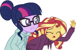 Size: 1646x1096 | Tagged: safe, artist:php77, editor:php77, sci-twi, sunset shimmer, twilight sparkle, better together, equestria girls, stressed in show, stressed in show: rainbow dash, background removed, simple background, transparent background