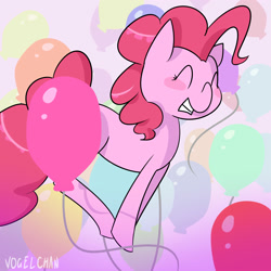 Size: 2000x2000 | Tagged: safe, artist:vogelchan, pinkie pie, earth pony, pony, balloon, female, mare, pink coat, pink mane, solo