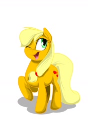 Size: 1240x1754 | Tagged: safe, artist:s4vin, applejack, earth pony, pony, one eye closed, raised hoof, solo