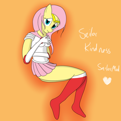 Size: 1280x1280 | Tagged: safe, artist:asksailorponies, artist:sailormod, fluttershy, anthro, lying down, on side, pose, sailor kindness, solo