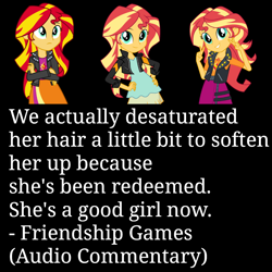 Size: 1080x1080 | Tagged: safe, artist:givralix, artist:sugar-loop, sunset shimmer, equestria girls, equestria girls series, friendship games, rainbow rocks, boots, clothes, comparison, crossed arms, double peace sign, female, geode of empathy, hand on hip, high heel boots, jacket, leaning, leather jacket, looking at you, peace sign, shoes, simple background, skirt, smiling, solo