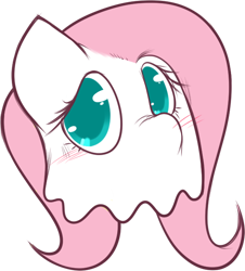 Size: 560x620 | Tagged: safe, artist:0r0ch1, fluttershy, ghost, blushing, colored pupils, cute, female, flutterghost, head, looking at you, mask, nose wrinkle, shyabetes, simple background, solo, transparent background, vector