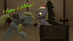 Size: 1280x720 | Tagged: safe, artist:dragonboi471, derpy hooves, dinky hooves, 3d, christmas, gmod, holiday