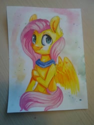 Size: 2448x3264 | Tagged: safe, artist:ellipsissyas, fluttershy, pegasus, pony, painting, solo, traditional art, unshorn fetlocks