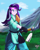 Size: 3200x4000 | Tagged: safe, artist:danmakuman, starlight glimmer, equestria girls, absurd resolution, clothes, commission, female, headband, martial arts, naginata, outdoors, solo, spear, weapon