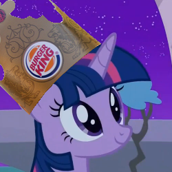 Size: 250x250 | Tagged: safe, derpibooru import, edit, twilight sparkle, twilight sparkle (alicorn), alicorn, pony, princess twilight sparkle (episode), burger king, crown, cute, fast food, female, mare, night, sky, smiling, solo, stars, twiabetes