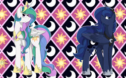 Size: 2600x1600 | Tagged: safe, artist:missydakota, princess celestia, princess luna, alicorn, pony, crown, female, horn, mare, siblings, sisters