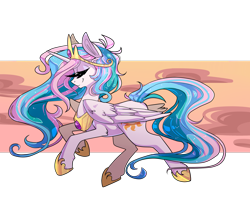 Size: 2690x2230 | Tagged: safe, artist:tomat-in-cup, princess celestia, alicorn, pony, eyes closed, female, hoof shoes, jewelry, mare, peytral, simple background, solo, tiara, transparent background